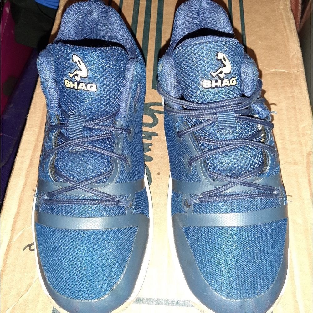 Blue and white Shaqs, size 2